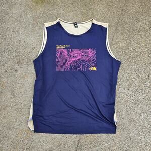 Vtg Y2k THE NORTH FACE Trailwear Terrain Diagram Gorp Dri Fit Shirt Tank Top L